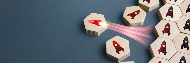 Wooden Blocks with Rocket Icons